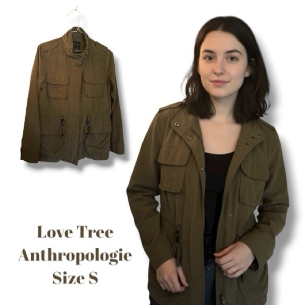 Anthropologie Love Tree Jacket Olive Green Utility Anorak Women’s S Gorpcore